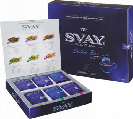 Чайный набор SVAY Sachets Bar 60 саше ( чай черный, чай зеленый, чай травяной)
